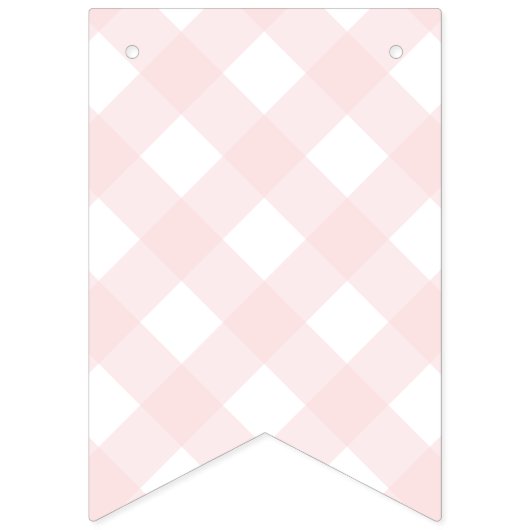 Roze Gingham Happy Birthday Bunting Banner (Eerste vlag)