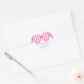 Roze Gingham Heart Snoep Buffet Favor Sticker (Envelop)