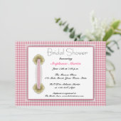 Roze Gingham, kant, bridal Shower Invitation Kaart (Staand voorkant)