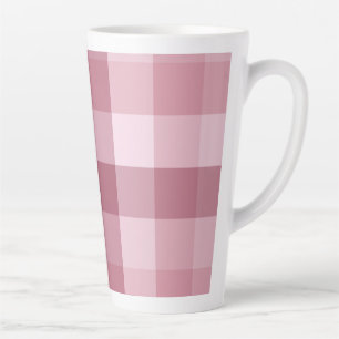 Roze Gingham Karo Streepjes Ontwerp Latte Mok