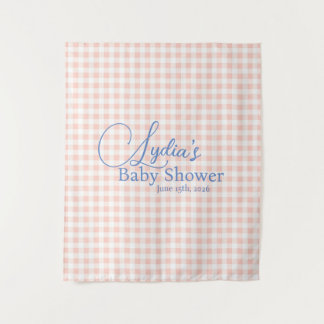 Roze Gingham Karoontjes Peele en Sticker Behang Wandkleed