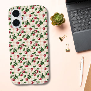 Roze Gingham Kersen Coquette Esthetisch Cadeau Voo iPhone 16 Hoesje