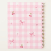Roze Gingham Kersenboog Script Naam Design Planner (Achterkant)