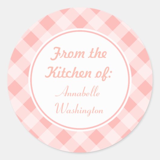 Roze Gingham Keuken Stickers (Voorkant)