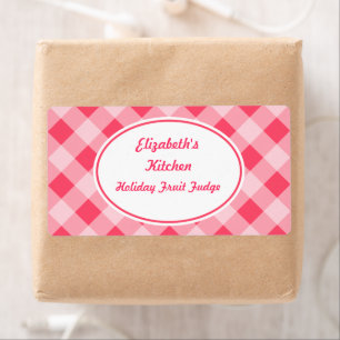 Roze Gingham Kitchen Labels