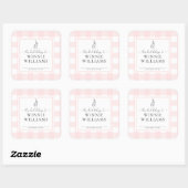 Roze Gingham Konijn Ex-Libris Sticker (Vel)