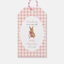 Roze Gingham Konijn Meisje Baby Shower