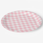 Roze Gingham Land bruiloft Papieren Bordje (Gekanteld)
