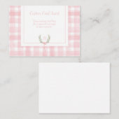 Roze Gingham Laurel Crest Insert Card Informatiekaartje (Voorkant / Achterkant)
