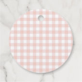 Roze Gingham Meisje Baby shower Bedankjes Labels (Achterkant)