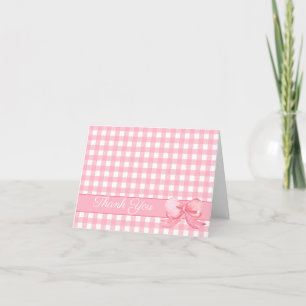 Roze Gingham met Bow Napkins Bedankkaart