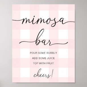 Roze Gingham Mimosa Bar Bord Poster