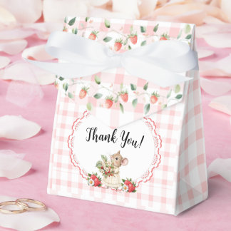Roze Gingham Mouse Baby shower-gunst dozen Bedankdoosjes