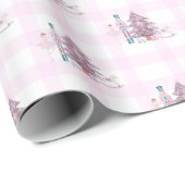 Roze Gingham Notenkraker Kerst Wrapping Papier (Rol Hoek)