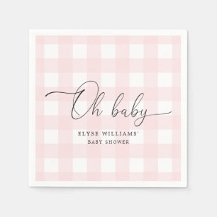 Roze Gingham Oh Baby Paper Napkin Servet