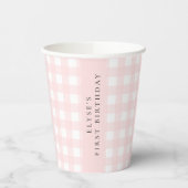 Roze Gingham Paper cup Papieren Bekers (Links)
