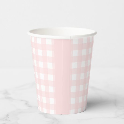 Roze Gingham Paper cup Papieren Bekers (Rechts)