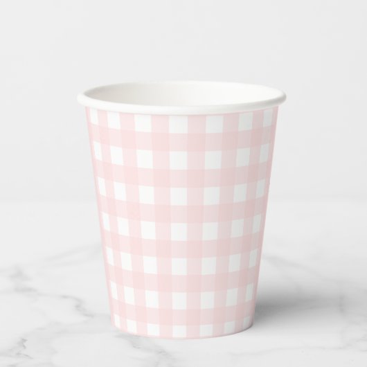Roze Gingham Paper cup Papieren Bekers (Voorkant)
