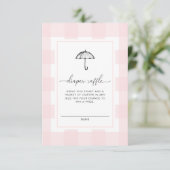Roze Gingham Paraplu Luier Raffle Enclosure Kaart (Staand voorkant)