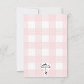 Roze Gingham Paraplu Luier Raffle Enclosure Kaart (Achterkant)