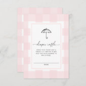 Roze Gingham Paraplu Luier Raffle Enclosure Kaart (Voorkant / Achterkant)
