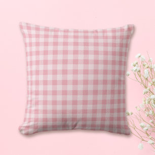 Roze Gingham Patroon Meisjesachtig Geruit Geruit Kussen