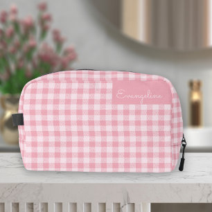 Roze Gingham Patroon Meisjesachtig Geruit Patroon Toilettasje