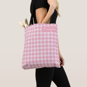 Roze Gingham Patroon Meisjesachtig Geruit Plaid Na Draagtas