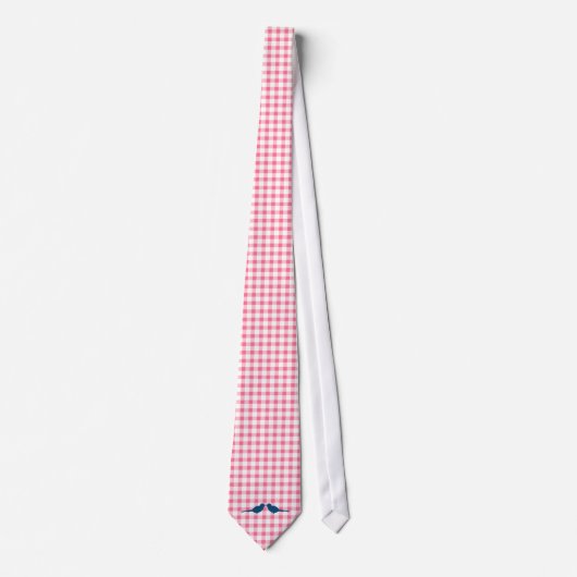 Roze Gingham Pattern Blue Tortelduifjes Grooms Str Stropdas (Voorkant)