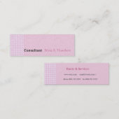 Roze Gingham Pattern Quote Space Minimal Mini Visitekaartje (Voorkant / Achterkant)