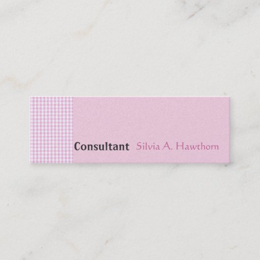 Roze Gingham Pattern Quote Space Minimal Mini Visitekaartje (Voorkant)