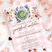 Roze Gingham Perfect Matcha thema Vrijgezellenfees Kaart