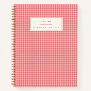 Roze Gingham Persoonlijke Recept Naam Notitieboek