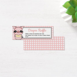 Roze Gingham Piggy Baby shower Luier Raffle Mini Visitekaartjes