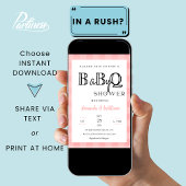 Roze Gingham Plaid BBQ Baby Couples Douche Kaart