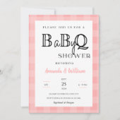 Roze Gingham Plaid BBQ Baby Couples Douche Kaart (Voorkant)