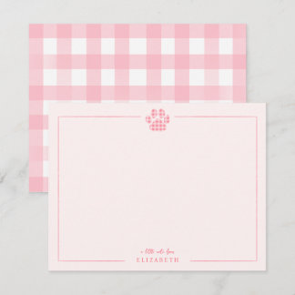 Roze Gingham Pootafdruk Baby Kids Persoonlijk Notitiekaartje
