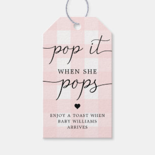 Roze Gingham Pop het als ze Pop voor tag Cadeaulabel