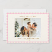  Roze Gingham Pset Aangepaste kerstfoto Feestdagenkaart (Voorkant)