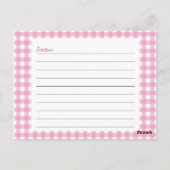 Roze Gingham Recipe Card Briefkaart (Achterkant)