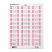 Roze Gingham retour adres label (Full Sheet)