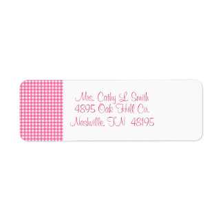 Roze Gingham Return Address Labels