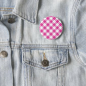 Roze Gingham Ronde Button 5,7 Cm (In situ)