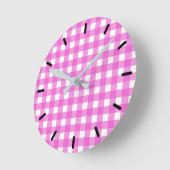 Roze gingham ronde klok (Hoek)