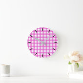 Roze gingham ronde klok (Huis)