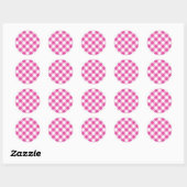 Roze Gingham Ronde Sticker (Vel)