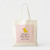 Roze Gingham Rubber Duckie Baby shower Canvas tas (Voorkant)