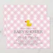 Roze Gingham Rubber Duckie Baby shower Kaart (Voorkant / Achterkant)