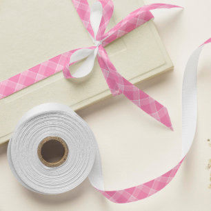 Roze Gingham satijn lint – Baby Meisje Douche Gift