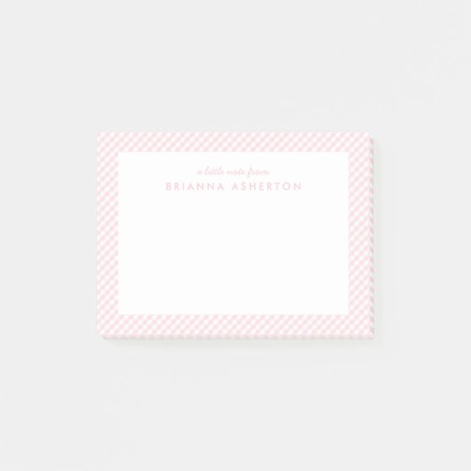 Roze gingham schattig lief gepersonaliseerd post-it® notes (Voorkant)